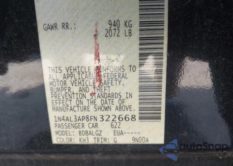 2015 Nissan Altima 2.5/2.5 S/2.5 Sl/2.5 Sv from USA, damaged, VIN 1N4AL3AP8FN322668